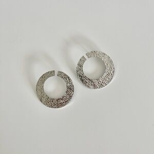 Silver Textured Hoop Earrings